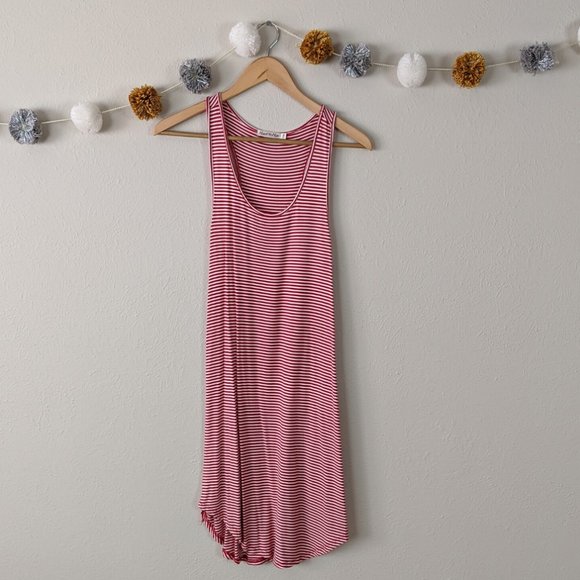 Red and White Stripe Knit Racerback Tank Dress - Picture 1 of 7
